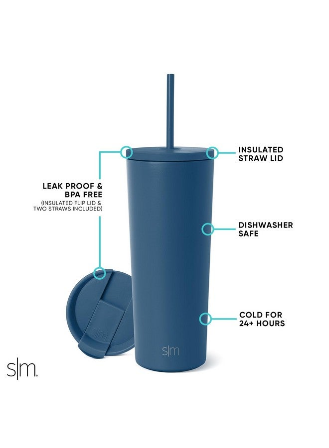 Simple Modern Simple Modern Insulated Tumbler with Lid and Straw | Iced Coffee Cup Reusable Stainless Steel Water Bottle Travel Mug | Gifts for Women Men Her Him | Classic Collection | 24oz | Slumberland - Image 2