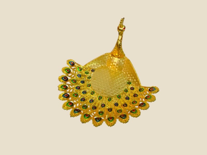 Evisha Decorative Golden Peacock Figurines, Set of 2, with Feather Detailing for Serving Dry Fruit Sweets Chocolates Diwali Gift Home Decor - Image 2