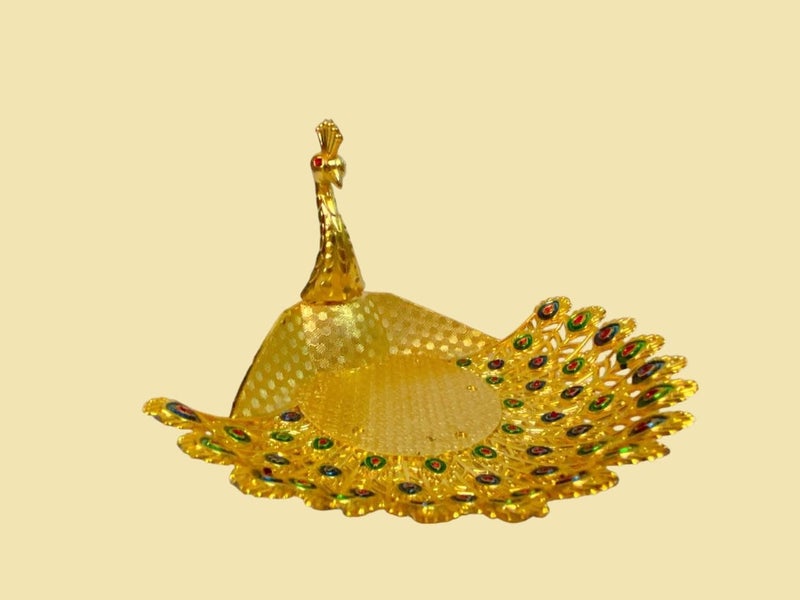 Evisha Decorative Golden Peacock Figurines, Set of 2, with Feather Detailing for Serving Dry Fruit Sweets Chocolates Diwali Gift Home Decor - Image 3
