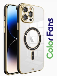 Clear Magnetic Case for iPhone 14 Pro Max Case 6.7 inch Compatible with MagSafe Plating Soft Edge Bumper Anti-Scratch Translucent Back Cover Black
