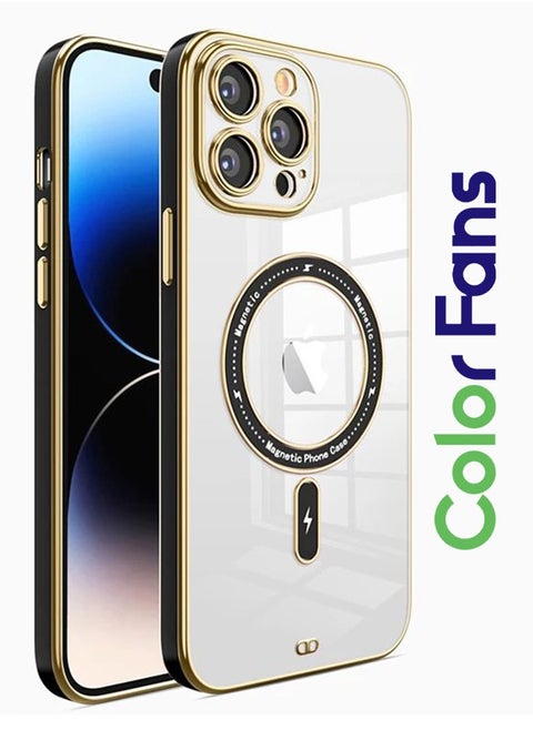 Clear Magnetic Case for iPhone 14 Pro Max Case 6.7 inch Compatible with MagSafe Plating Soft Edge Bumper Anti-Scratch Translucent Back Cover Black