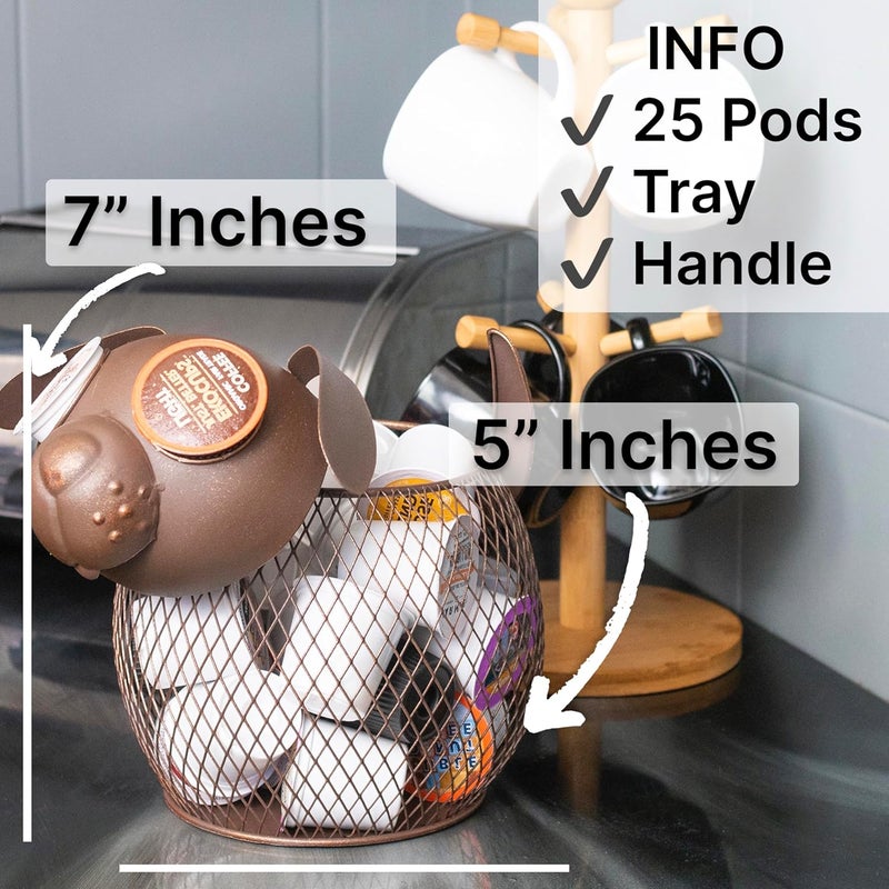 Made Easy Kit Coffee Pod Basket Organizer Practical Decoration - Compatible with Keurig K-Cup Pods & Capsules - Home Cafe Bar Decor Useful Kitchen Countertop Freestanding (Dog Vintage) - Image 4
