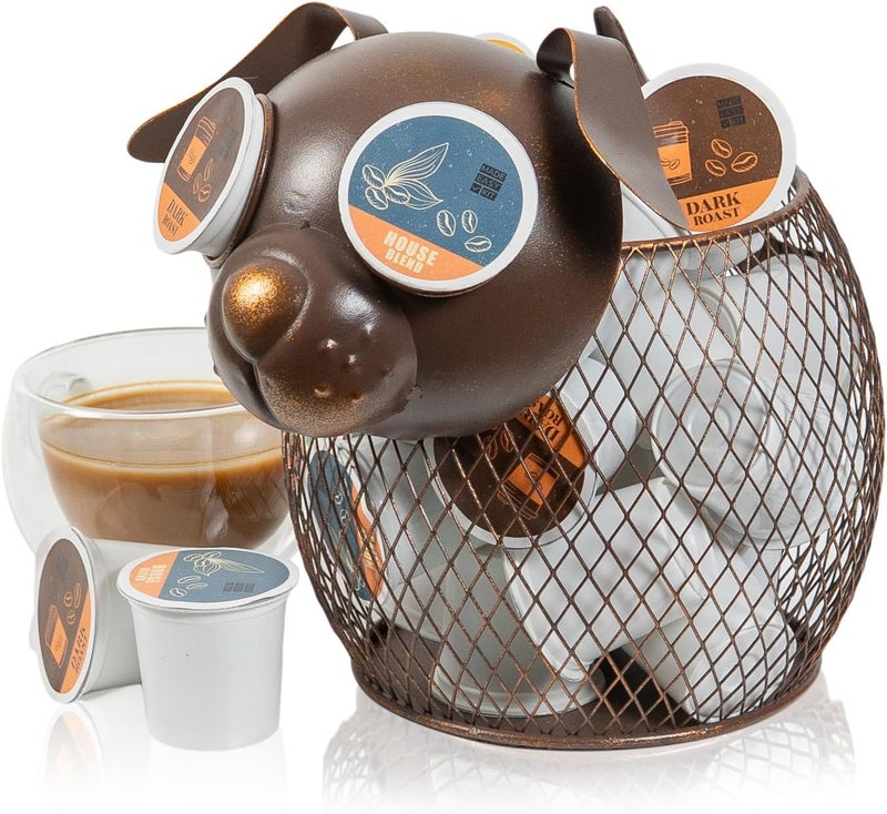 Made Easy Kit Coffee Pod Basket Organizer Practical Decoration - Compatible with Keurig K-Cup Pods & Capsules - Home Cafe Bar Decor Useful Kitchen Countertop Freestanding (Dog Vintage) - Image 1