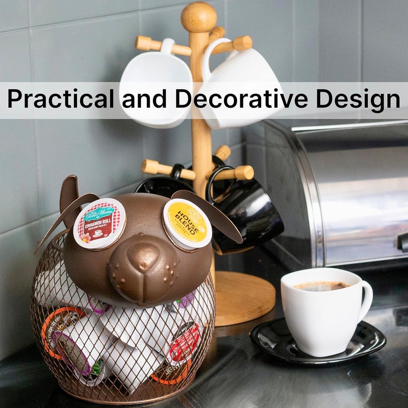 Made Easy Kit Coffee Pod Basket Organizer Practical Decoration - Compatible with Keurig K-Cup Pods & Capsules - Home Cafe Bar Decor Useful Kitchen Countertop Freestanding (Dog Vintage) - Image 3