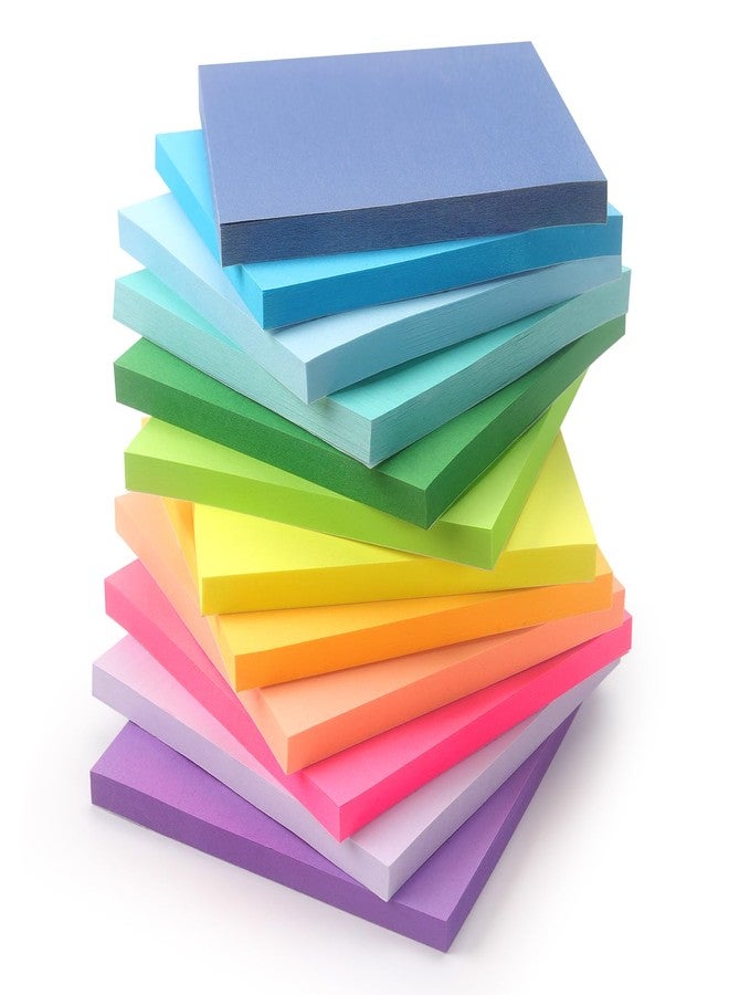 OSBOO 12 Pack Fluorescent Color Sticky Notes 3x3 Inch, Sticky Self-Adhesive Notepads, 50 Sheets/Pad, 12 Bright Colors for Office, School, and Home Organization - Image 1