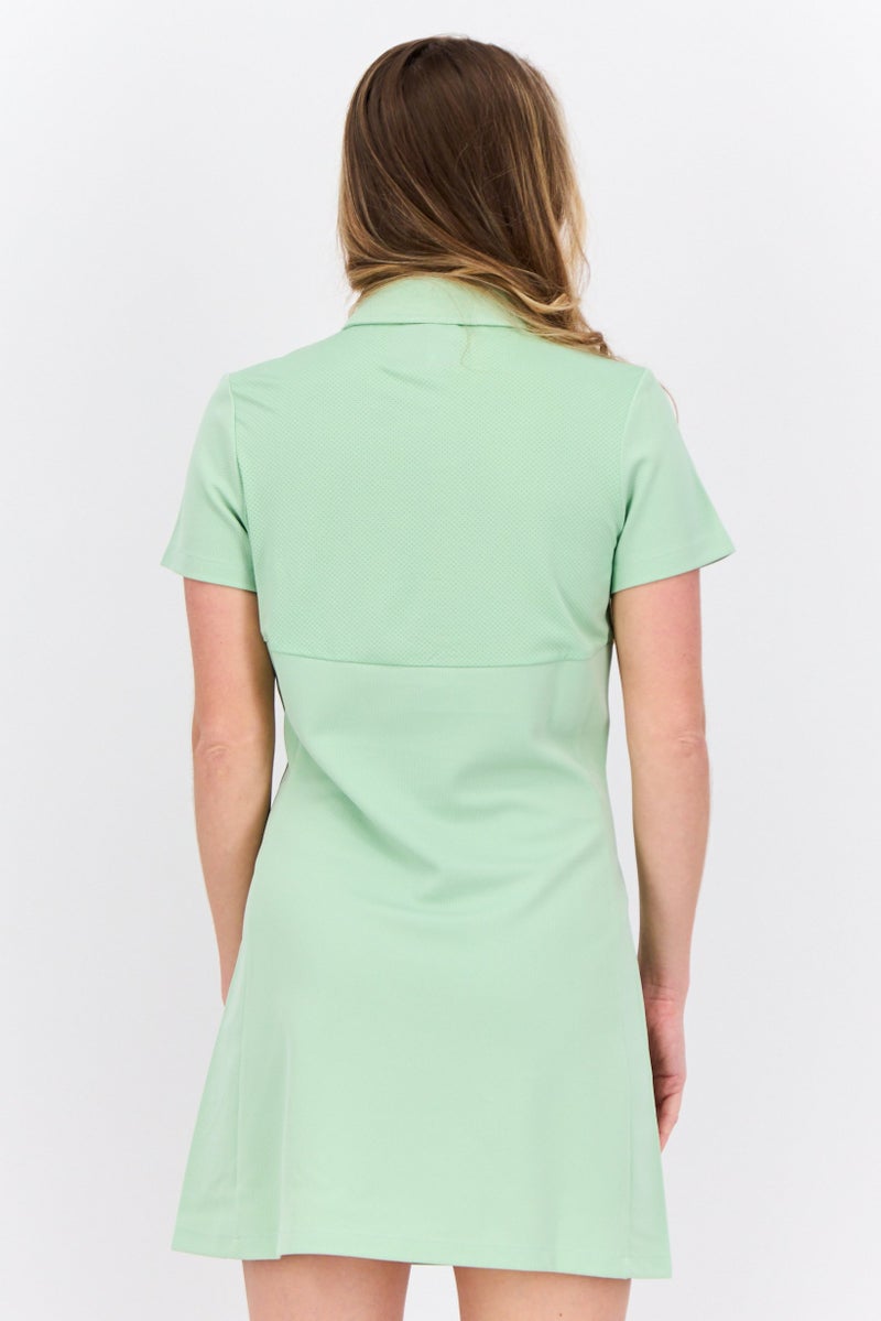 Lyle & Scott Women Embroidered Logo Mini Dress, Teal Deer - Image 3