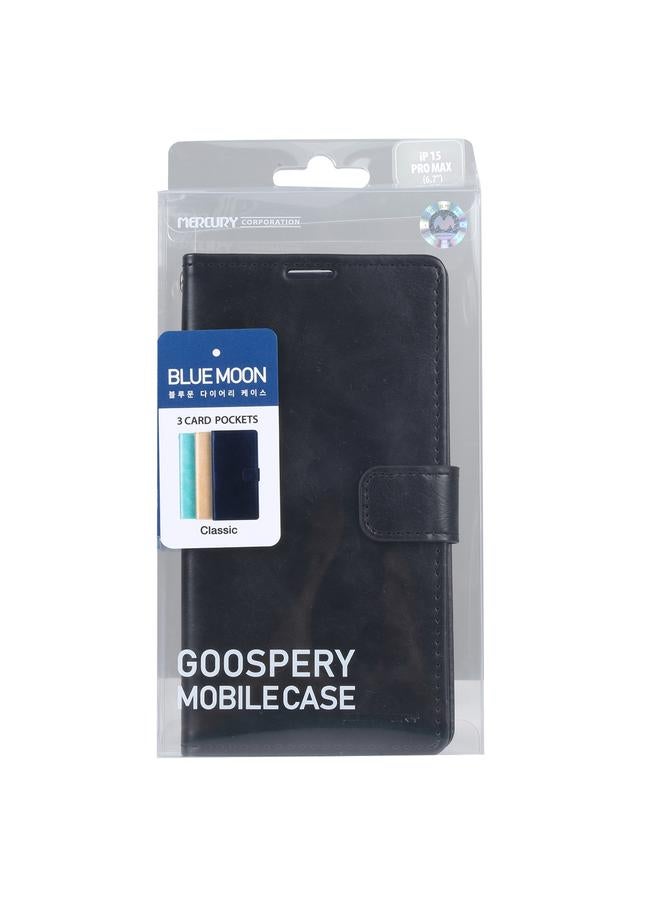 GOOSPERY Case For iPhone 15 Pro Max BLUE MOON Crazy Horse Texture Leather Phone Case - Image 4