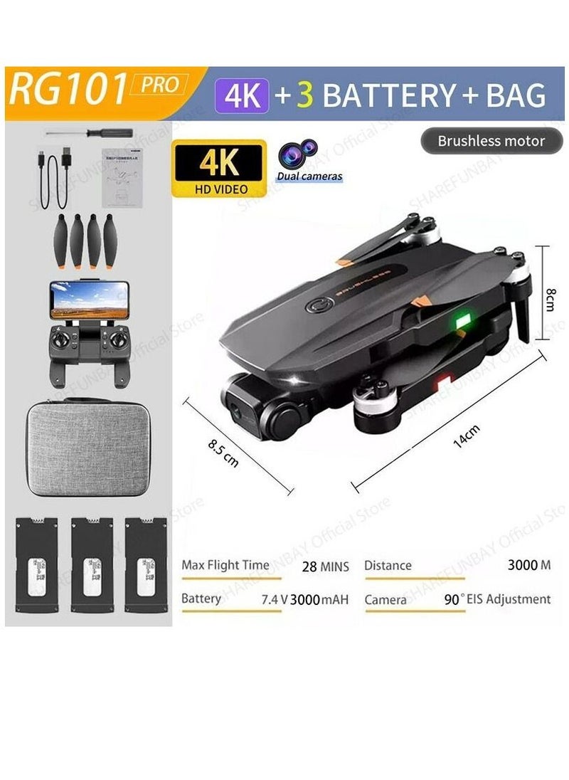 سي جيه آر سي - طائرة بدون طيار RG101 GPS مع كاميرا 4K ومحورين مثبتين وكاميرا عالية الدقة مضادة للاهتزاز وفيديو مباشر FPV ومحرك بدون فرشاة وطائرة رباعية المراوح RC وعودة تلقائية - Image 1