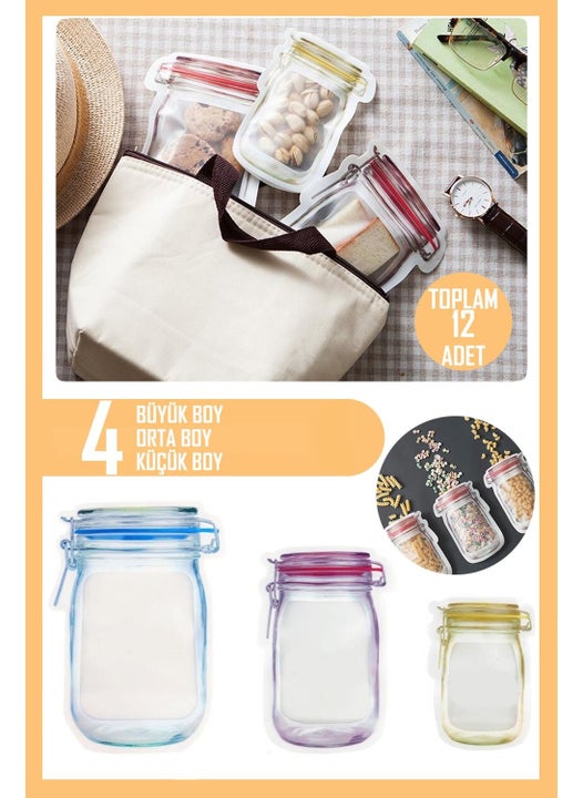 Jar Look Storage Bag Sets Lockable Refrigerator Storage Container with Snap Fasteners