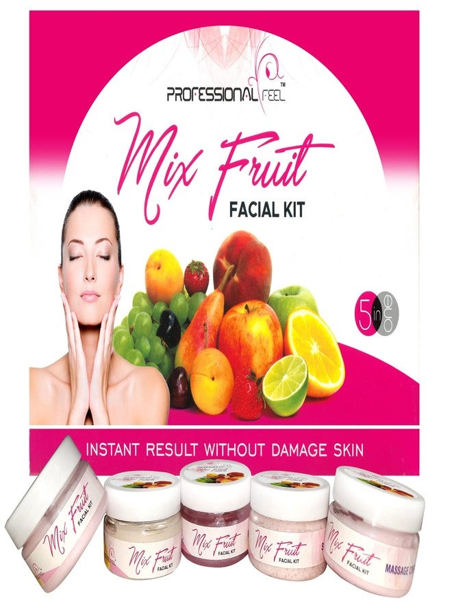 Professional Feel Mix Fruit Facial Kit, Gel Scrub + Cleanser + Cream Scrub + Massage Cream + Facial Gel + Face Pack (Set of 6) 250 gm - Image 2