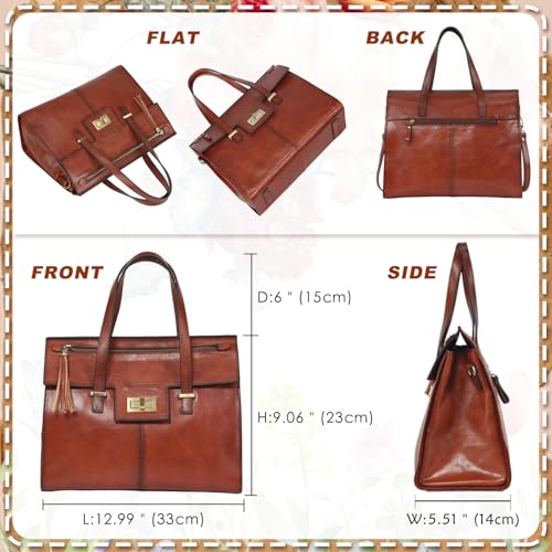 Banuce Full Grain Italian Leather Purses for Women Satchel Handbags with Tassel Twist Lock Detachable and Adjustable Strap Vintage Stylish Brown - Image 5