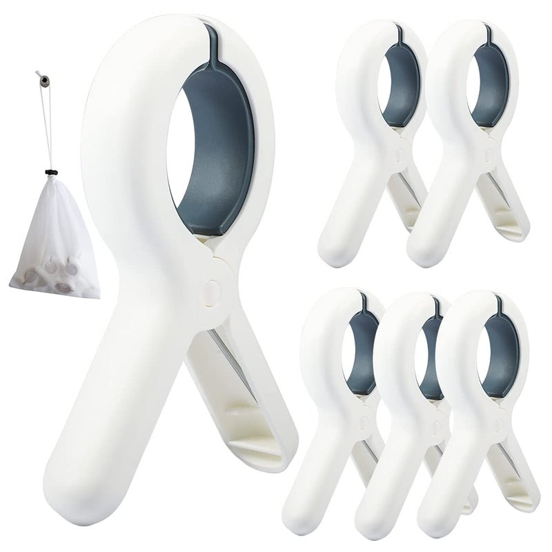 PAMISO Beach Towel Clip6 PCS Large Cloth Pins Quilt Drying Clip Plastic Clothespins Strong Grip Holder to Dry Laundry on Clothesline and Hanging Rack