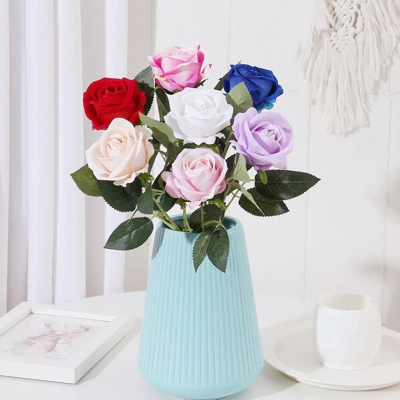 PacuM Artificial Roses, 12 Pieces, Artificial Flowers, Silk Flowers, Roses 51 x 7 cm, Artificial Flowers, Realistic Single Stem Flowers for Wedding Party, Home Decoration (Mixed Colours) - Image 4