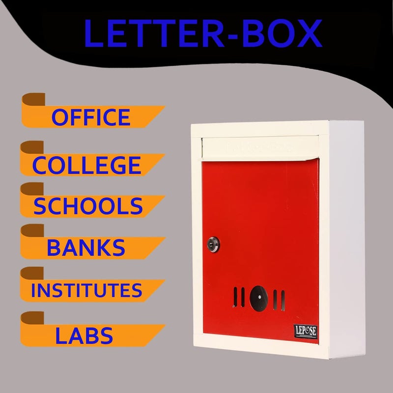 LEPOSE Letter Box for Home, Wall Mount Stand, Metal Wall Mount Shelf, Letter Box, Mail Box, Outdoor Mailboxes, Home Decor Items, Home Decor Items for Wall with Key Lock, (Red) - Image 5