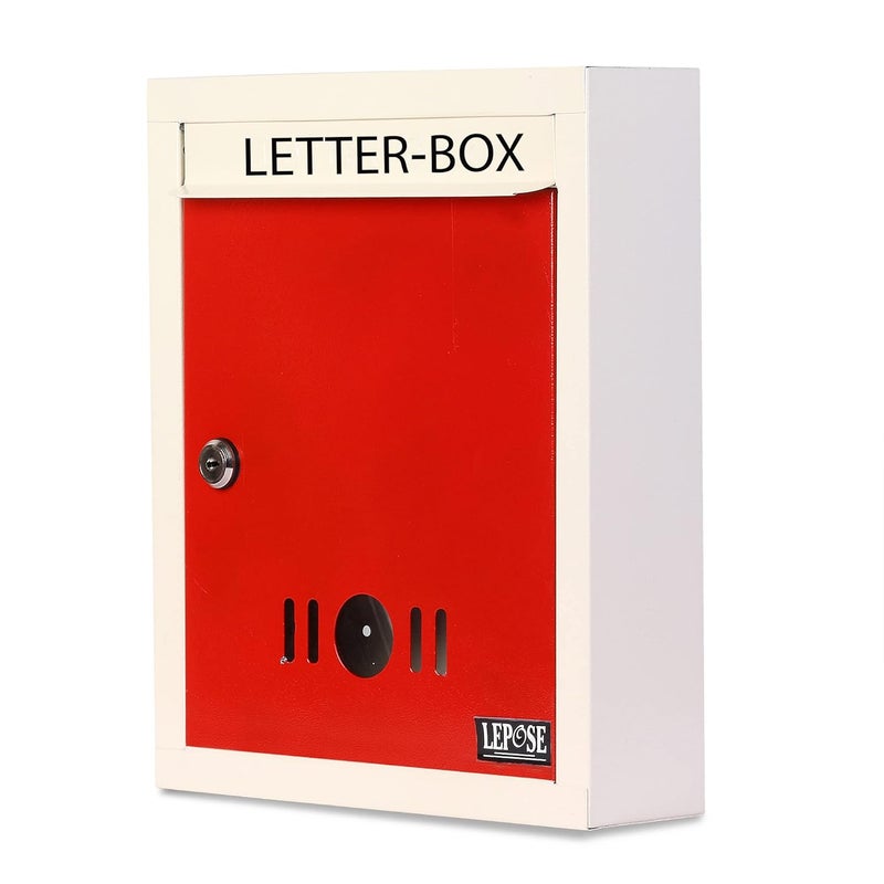 LEPOSE Letter Box for Home, Wall Mount Stand, Metal Wall Mount Shelf, Letter Box, Mail Box, Outdoor Mailboxes, Home Decor Items, Home Decor Items for Wall with Key Lock, (Red) - Image 1