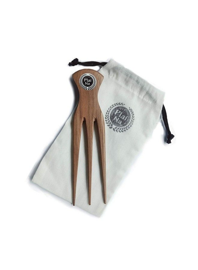 Plai Na Comb For African Hair |Parting Comb For Braiding Wooden Afro Pick Comb Three Tooth Cornrows Stylist - Image 3