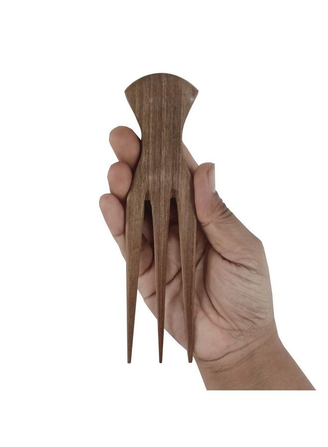Plai Na Comb For African Hair |Parting Comb For Braiding Wooden Afro Pick Comb Three Tooth Cornrows Stylist - Image 2