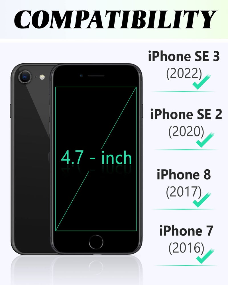TUCCH Case Wallet for iPhone SE 2022/ iPhone 7/8/iPhone SE 2020, PU Leather 3 Card Slots Stand Magnetic Flip Folio Cover TPU Shockproof Inner Shell, Black - Image 2