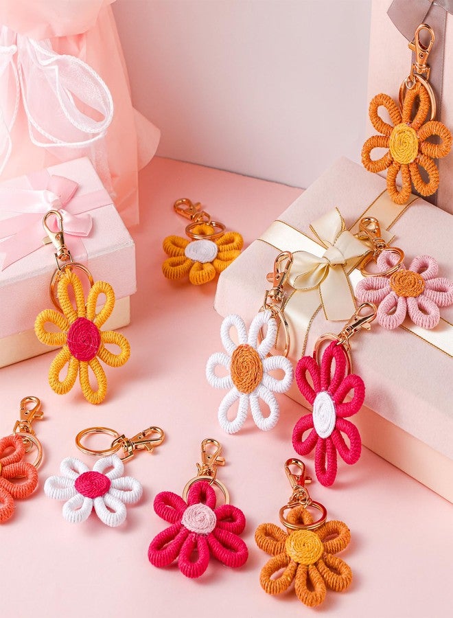 Quelay 12 Pcs Daisy Groovy Party Favors Boho Woven Macrame Groovy Flowers Keychains Daisy Keychain for Boho Themed Birthday Carnival Party Return Gift - Image 5