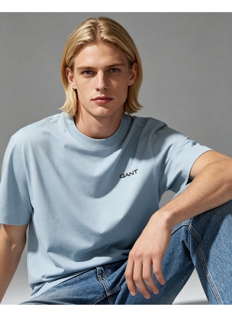 GANT Men Crew Neck Short Sleeve Refreshing Summer Outdoor Casual T-Shirt Light Blue - Image 1