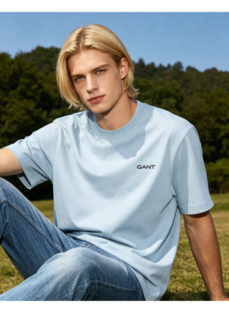 GANT Men Crew Neck Short Sleeve Refreshing Summer Outdoor Casual T-Shirt Light Blue - Image 5