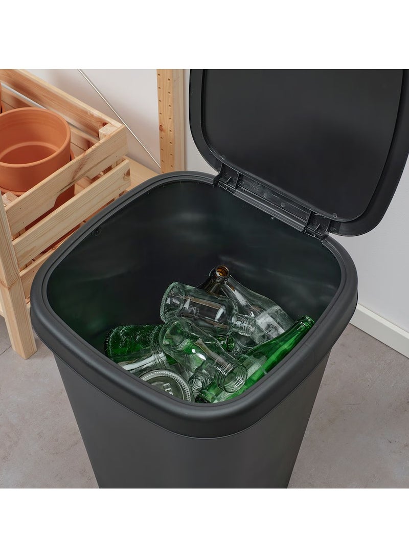Waste Bin With Lid, Pedal Bin, Trash Bin, Garbage Bin Plastic Black 50-Litter, Used For Indoor/Outdoor, Home, Office, Kitchen, Bathroom, Laundry Room