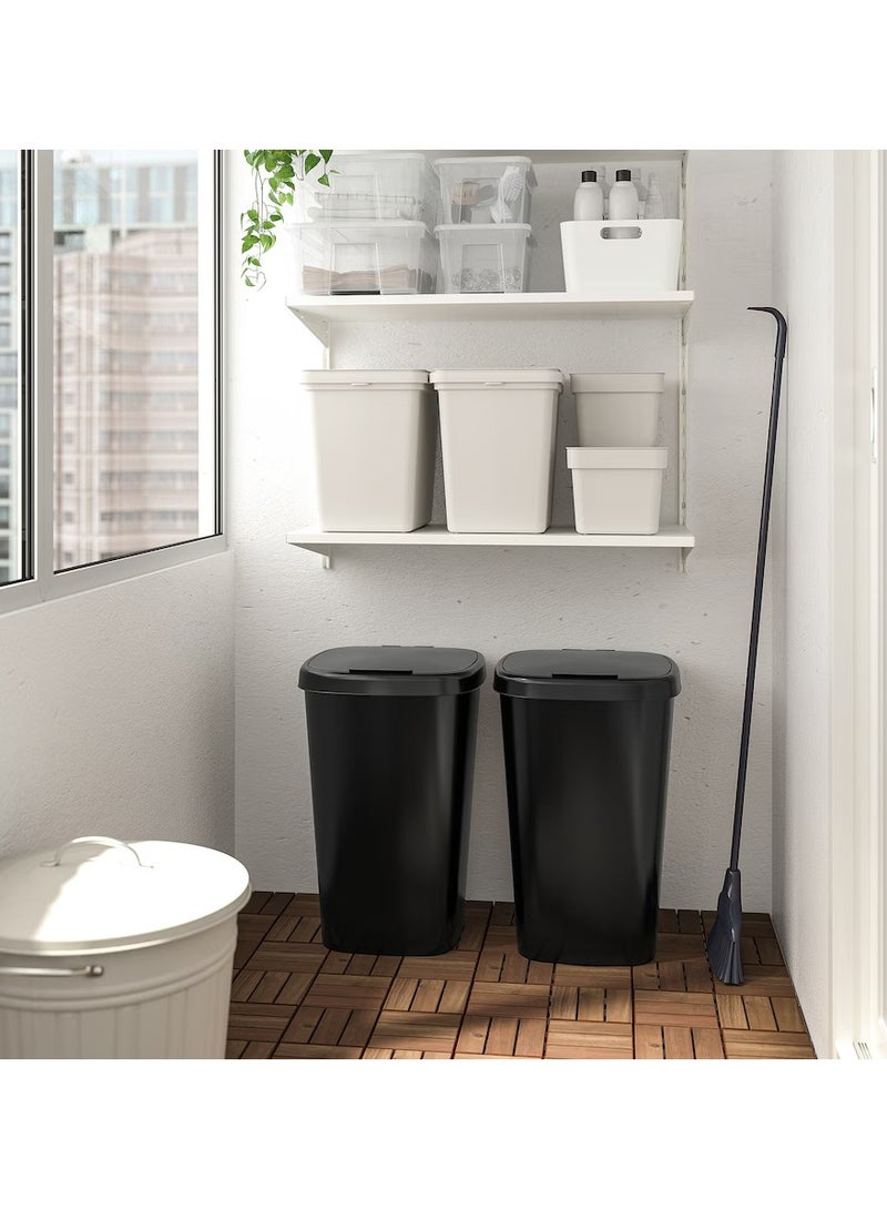 Waste Bin With Lid, Pedal Bin, Trash Bin, Garbage Bin Plastic Black 50-Litter, Used For Indoor/Outdoor, Home, Office, Kitchen, Bathroom, Laundry Room