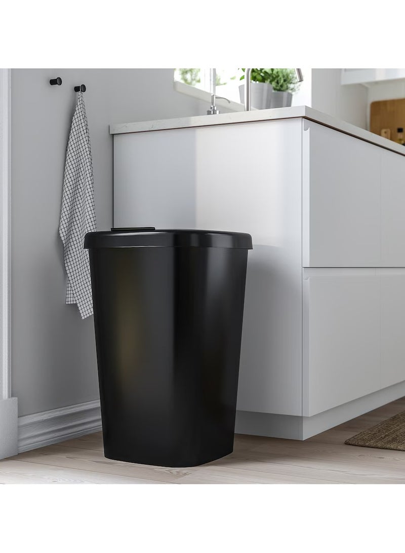 Waste Bin With Lid, Pedal Bin, Trash Bin, Garbage Bin Plastic Black 50-Litter, Used For Indoor/Outdoor, Home, Office, Kitchen, Bathroom, Laundry Room