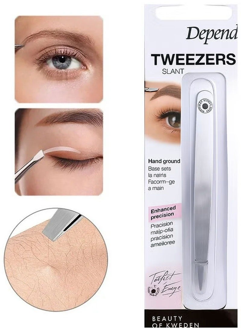 ملقط مائل احترافي من الفولاذ المقاوم للصدأ ملقط ذو طرف مائل أفضل ملقط حواجب دقيق للرجال والنساء-فضى - Image 1