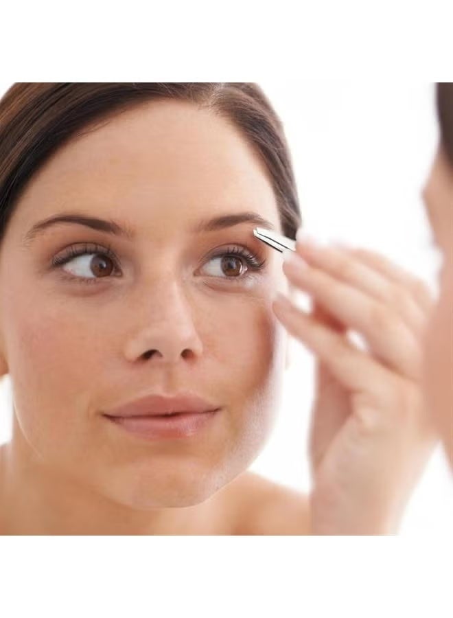 ملقط مائل احترافي من الفولاذ المقاوم للصدأ ملقط ذو طرف مائل أفضل ملقط حواجب دقيق للرجال والنساء-فضى - Image 4