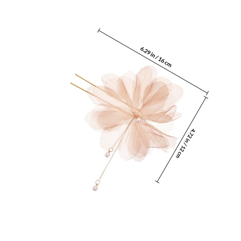 Pearl Floral U Shaped Hair Pins With Tassel For Women Wedding Bridesmaids - Image 3