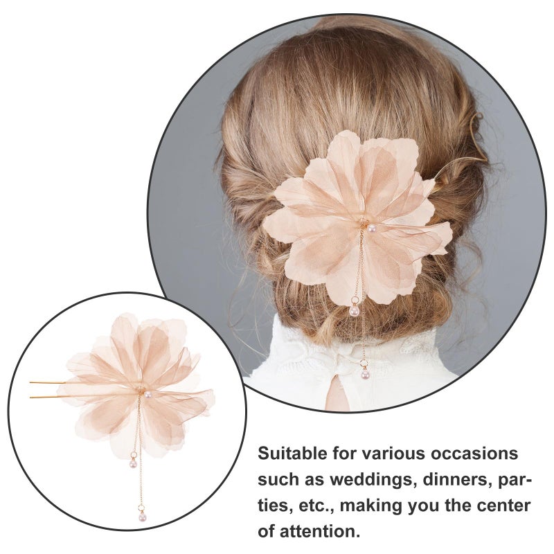 Pearl Floral U Shaped Hair Pins With Tassel For Women Wedding Bridesmaids - Image 4