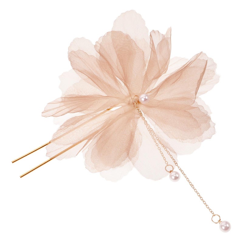 Pearl Floral U Shaped Hair Pins With Tassel For Women Wedding Bridesmaids - Image 2