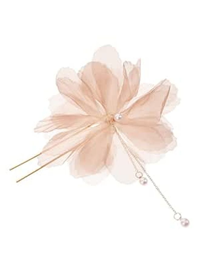 Pearl Floral U Shaped Hair Pins With Tassel For Women Wedding Bridesmaids - Image 1