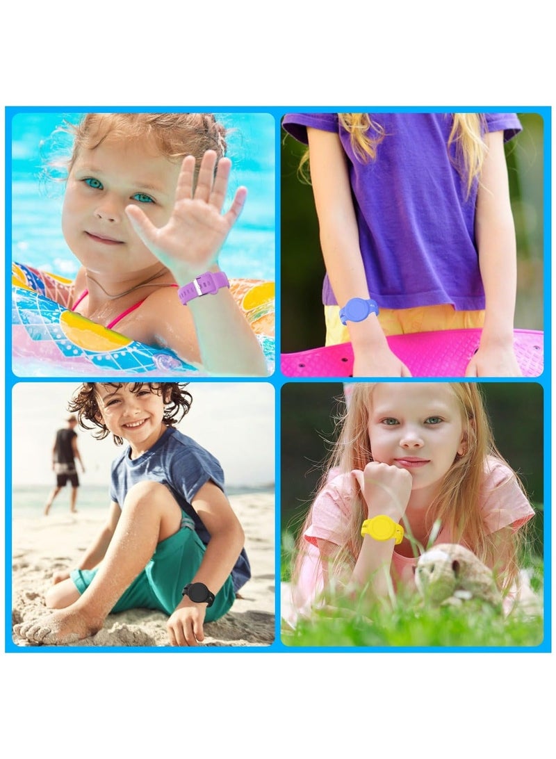 كابتن تيك 4 Pack Airtag Bracelet for Kids Waterproof Silicone Wristband Full Case Cover for Apple Airtag Holder Toddler Hidden Band Accessories for Child Strap - Image 3