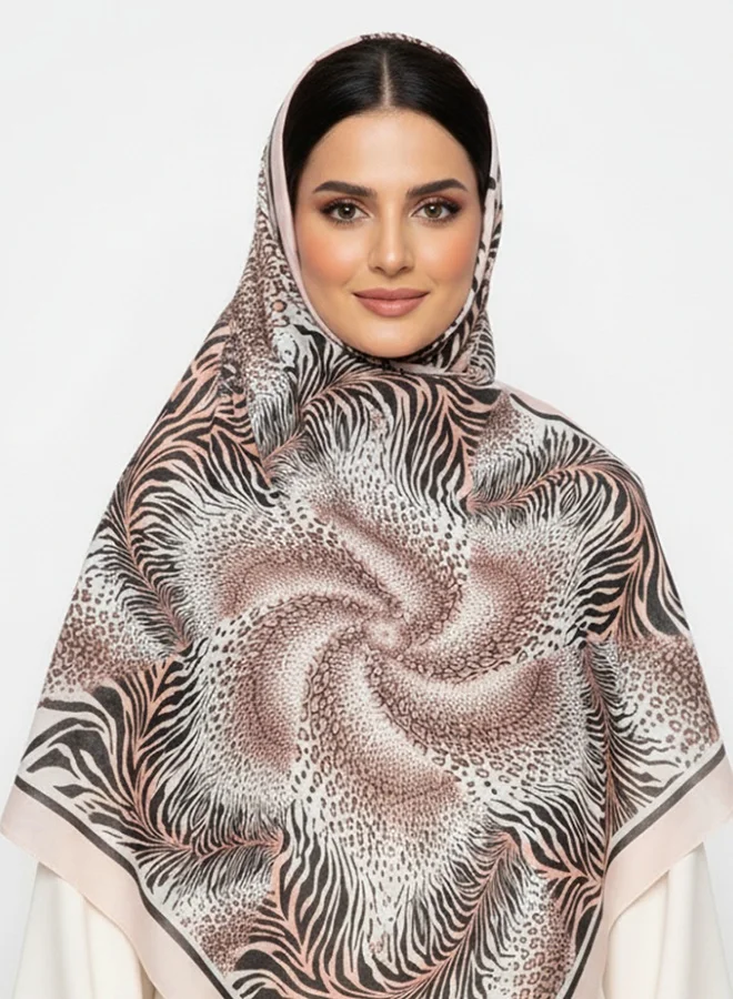 lamha abaya Wave Spectrum Scarf – Chiffon with a Leopard Wave Pattern