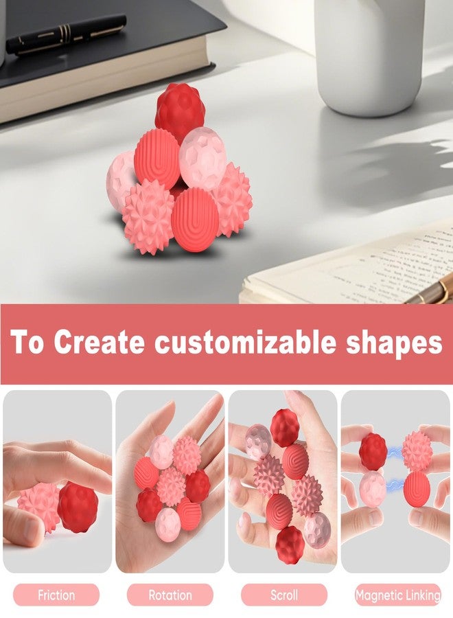 LACEVINE Valentines Gifts for Him Silicone Magnetic Balls Fidget Toys for Adults & Teens, 4PCS Stress Relief Sensory Toys for Autism ADHD Anxiety Fun Textures Gadgets Office Desk Toy for Kids Adults（4 Pink） - Image 2