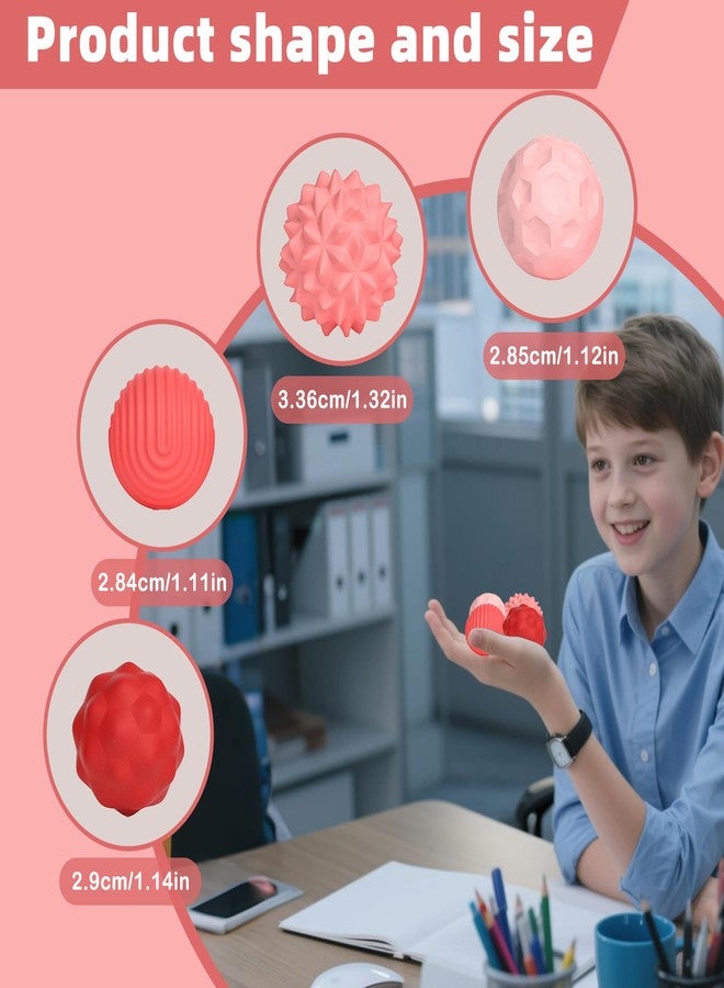 LACEVINE Valentines Gifts for Him Silicone Magnetic Balls Fidget Toys for Adults & Teens, 4PCS Stress Relief Sensory Toys for Autism ADHD Anxiety Fun Textures Gadgets Office Desk Toy for Kids Adults（4 Pink） - Image 3
