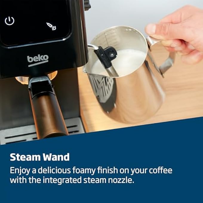 Beko Digital Espresso 15 Bar Pressure 11L Capacity 1628 Watt Power Lcd Screen Cup Warmer Stainless Steel Ground Bean Storage Milk Frother Ceg5302B  Black - Image 3