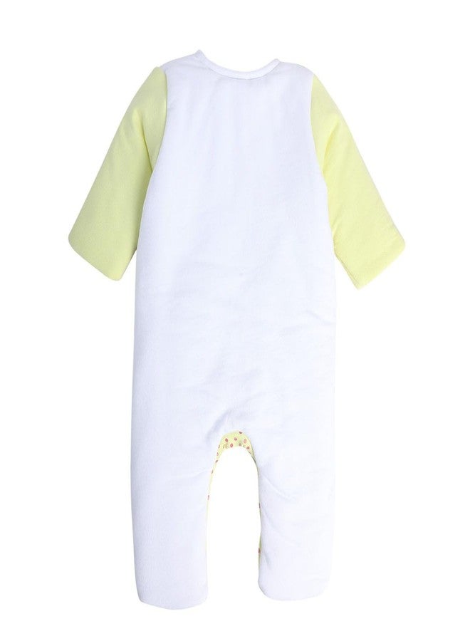 miniklub Baby Round Neck Full Length Knitted Cotton Lime Color Romper (9-12M) - Image 3