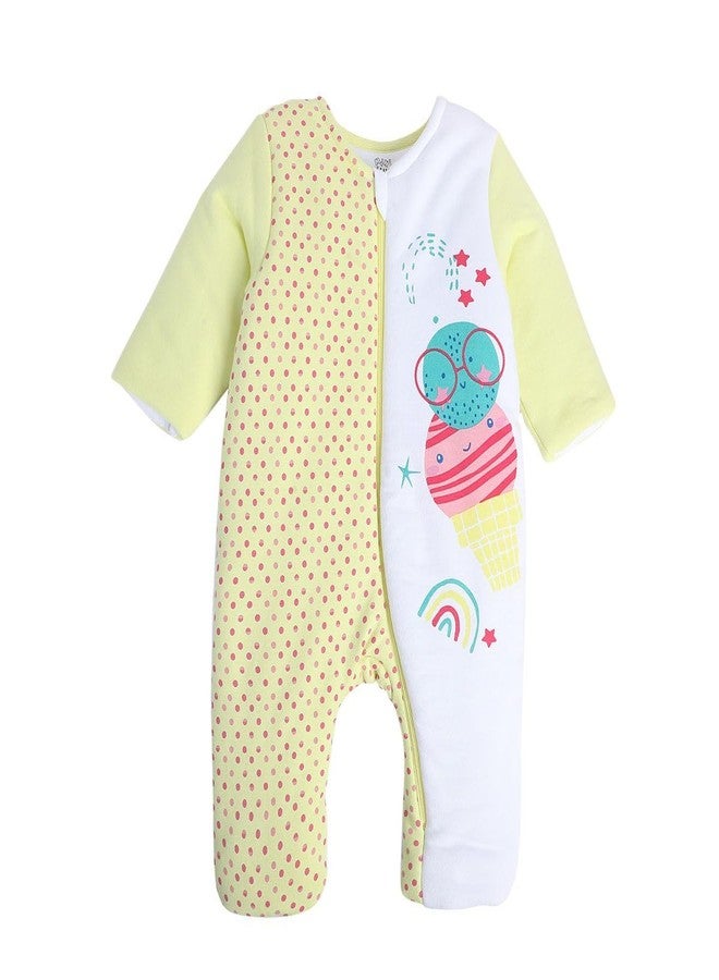 miniklub Baby Round Neck Full Length Knitted Cotton Lime Color Romper (9-12M) - Image 1