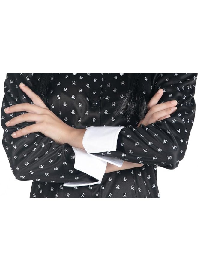 Ciao Wednesday Addams Costume with Wig M -8-10 Years | Kids Gothic Fancy Dress Outfit | Mercoledì Addams Dress & Wig from The Addams Family - Image 4