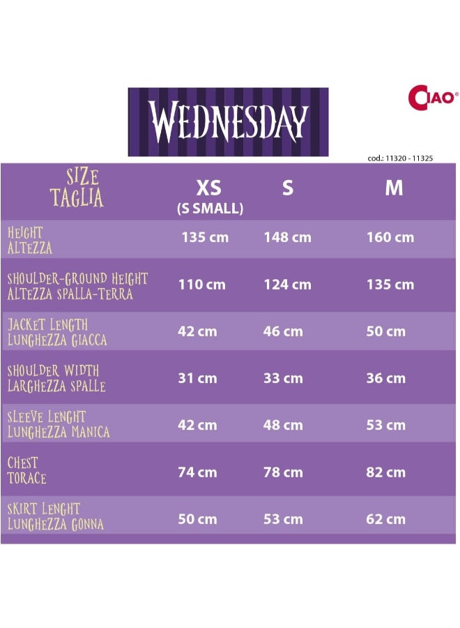 Ciao Wednesday Addams Costume with Wig M -8-10 Years | Kids Gothic Fancy Dress Outfit | Mercoledì Addams Dress & Wig from The Addams Family - Image 5