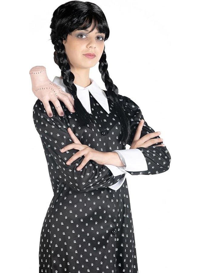 Ciao Wednesday Addams Costume with Wig M -8-10 Years | Kids Gothic Fancy Dress Outfit | Mercoledì Addams Dress & Wig from The Addams Family - Image 2