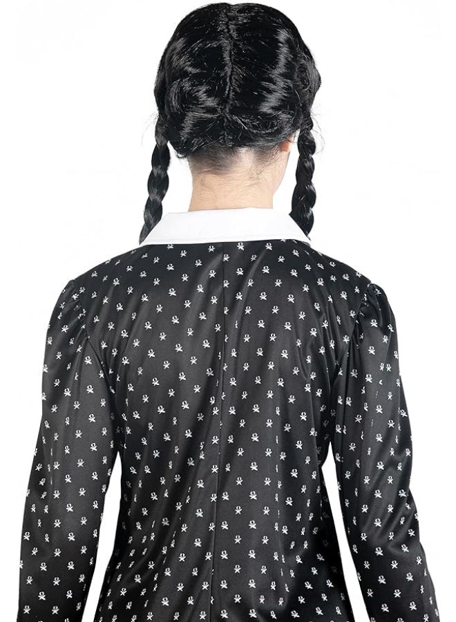 Ciao Wednesday Addams Costume with Wig M -8-10 Years | Kids Gothic Fancy Dress Outfit | Mercoledì Addams Dress & Wig from The Addams Family - Image 3