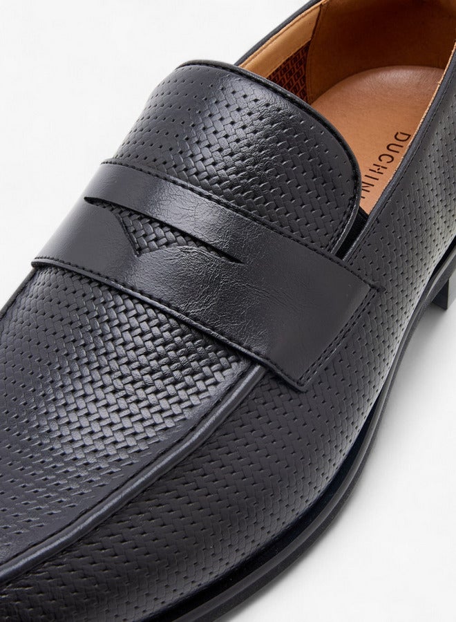 DUCHINI Men's Textured Slip-On Loafers  - Image 4
