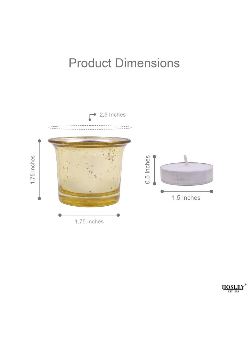 Hosley - HOSLEY Votive Tealight Glass Candle Holder|Gold Tealight Glass Candle Holder Perfect for Home Decor, Birthday, Wedding,Parties|4.5 cm Diameter | Pack of 6, 4.5 cm Long Each with Pack of 6 Tealights - Image 1