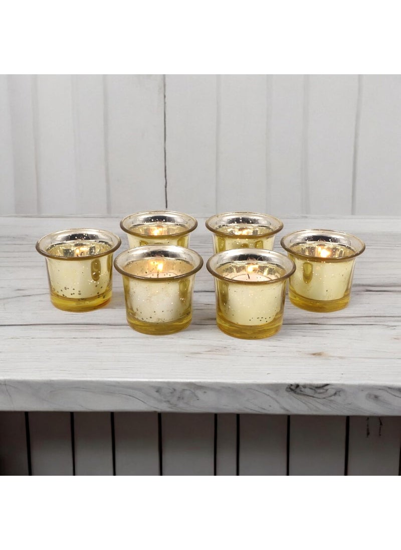Hosley - HOSLEY Votive Tealight Glass Candle Holder|Gold Tealight Glass Candle Holder Perfect for Home Decor, Birthday, Wedding,Parties|4.5 cm Diameter | Pack of 6, 4.5 cm Long Each with Pack of 6 Tealights - Image 1