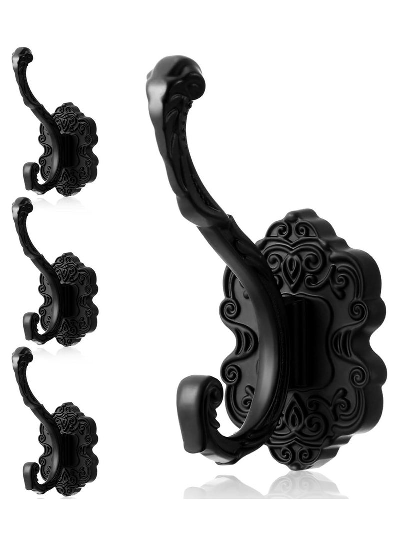 NANAO 4 Pcs Vintage Black Coat Hooks Heavy Duty Wall Mount Hooks for Hanging Clothes, Towels, Hats, Purses, Keys, Curtains – Rustic Antique Style Durable Metal Hooks for Bathroom, Bedroom, Entryway - Image 1