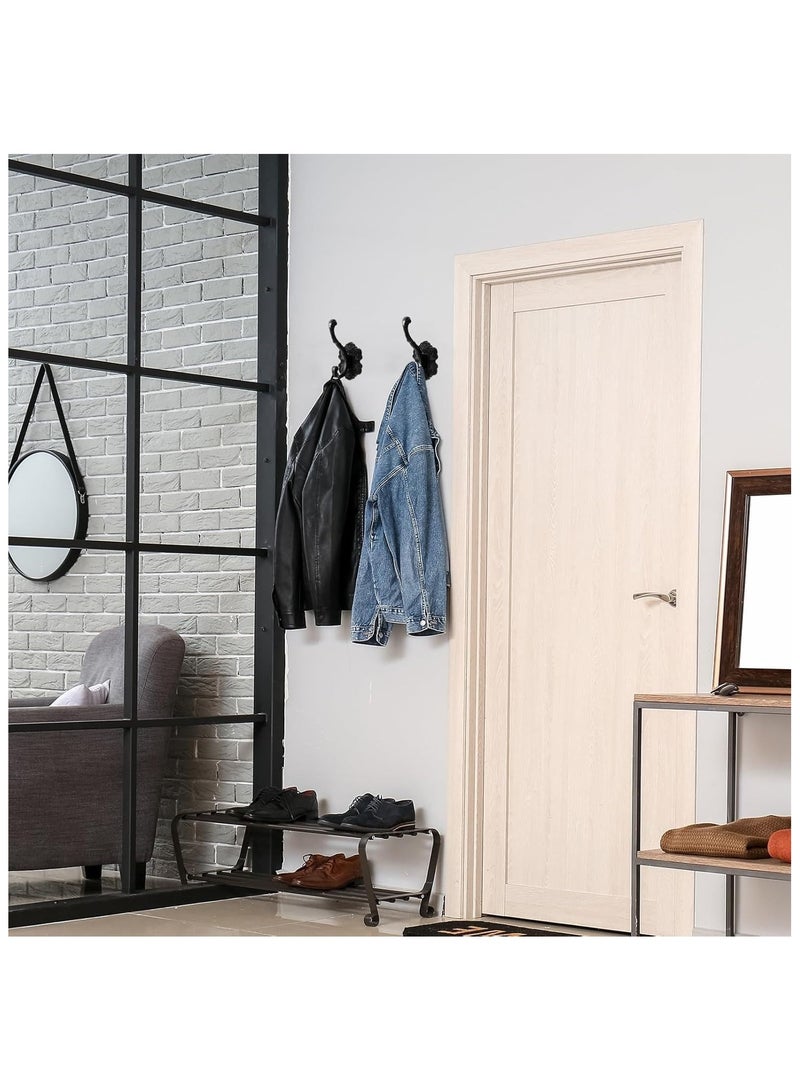 NANAO 4 Pcs Vintage Black Coat Hooks Heavy Duty Wall Mount Hooks for Hanging Clothes, Towels, Hats, Purses, Keys, Curtains – Rustic Antique Style Durable Metal Hooks for Bathroom, Bedroom, Entryway - Image 3